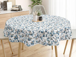 Goldea față de masă decorativă loneta - forme albastre - rotundă Ø 150 cm