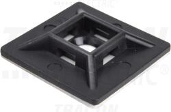 Tracon Öntapadós/csavarozható, 4oldalt fűzhető kötegelő talp, fekete 28×28mm, d=5, 7mm, PA6.6, 3M (TALP281)