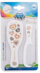 Canpol babies Newborn Baby Baby Brush With Comb Hearts piepteni de păr Pieptene de păr 1 buc + perie din păr natural moale 1 buc pentru copii