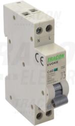 TRACON Kombinált védőkapcsoló, elektronikus, 2P, 1 modul, C kar. C16, 30mA, 6kA, AC, (EVOKEC1603)