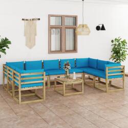 vidaXL Set mobilier de grădină cu perne, 10 piese, lemn de pin tratat (3065074) - vidaxl