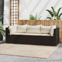 vidaXL Set mobilier de grădină cu perne, 3 piese, maro, poliratan (319750)