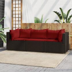 vidaXL Set mobilier de grădină cu perne, 3 piese, maro, poliratan (319814)