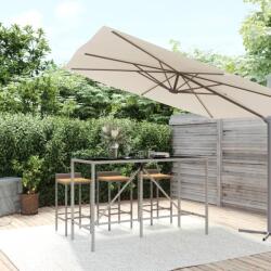 vidaXL Masă de bar cu blat din sticlă, gri, 180x70x110 cm, poliratan (362592)