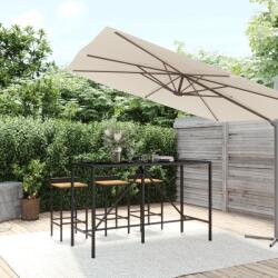 vidaXL Masă de bar cu blat din sticlă, negru, 180x70x110 cm, poliratan (362591)