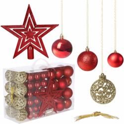 SPRINGOS karácsonyfa dísz készlet 101db - arany-piros (CA0122)