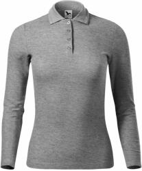 MALFINI Női hosszú ujjú póló Pique Polo LS - Sötétszürke melírozott | XL (2311216)