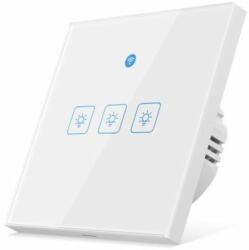 Woolley eWeLink app kompatibilis, mozgásérzékelős, WiFi-s, három gombos okos villanykapcsoló (fehér)