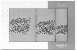 Eurofirany Rosalia 3db-os rózsa mintás törölköző szett Ezüst/grafit