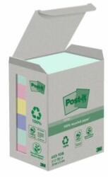Post-it Blocnotes autoadeziv, 38x51 mm, 6x100 coli, ecologic, 3M POSTIT "Nature", amestec de culori pastelate, 600 coli