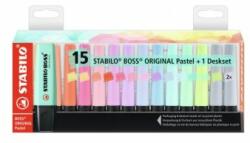 STABILO Set evidențiator pastel STABILO BOSS ORIGINAL, 15 buc. Set de birou cu 14 culori diferite