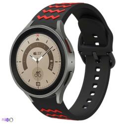 Samsung Galaxy Watch 4/5/5 Pro Mintás szilikon szíj Samsung Watch 4/5/5 Pro okosórához, Szín Fekete-piros
