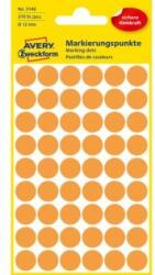 Avery-Zweckform Etichete, rotunde, diametru: 12 mm, AVERY ZWECKFORM, portocaliu neon, 270 etichete/pachet, 5 coli