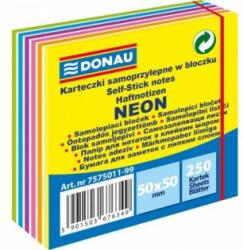 DONAU Caiet DONAU 50 × 50 mm, amestec de culori neon, 250 de coli
