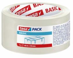 tesa Bandă adezivă transparentă TESA Basic pentru ambalaje 50 mm x 66 m