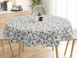 Goldea față de masă decorativă loneta - forme gri - rotundă Ø 190 cm Fata de masa