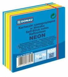 DONAU Blocnotes Donau 76 x 76 mm, amestec de culori neon, albastru, 400 de coli