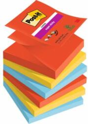 Post-it Notițe autoadezive Post-it Super Sticky PLAYFUL tip Z, dimensiune 76x76 mm, 6 blocuri a câte 90 de coli
