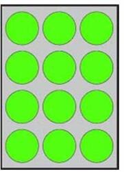 APLI Etichete culoare diametru 60mm APLI A4 20 coli verde fluo