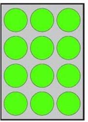 APLI Etichete rotunde colorate diametru 60 mm APLI A4 20 coli verde fluo