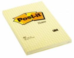 Post-it Blocnotes autoadeziv, 102x152 mm, 100 coli, pătrat, 3M POSTIT, galben, 100 coli
