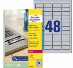Avery-Zweckform Etichete din poliester foarte rezistente 45, 7x21, 2 mm Avery A4 argintii 20 de coli
