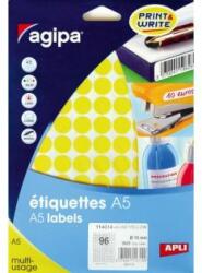 agipa Etichete rotunde Agipa A5 galbene 15mm