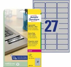 Avery-Zweckform Etichete din poliester foarte rezistente 63, 5x29, 6 mm Avery A4 argintii 20 de coli