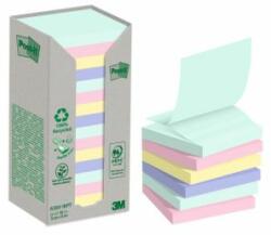 Post-it Notițe autoadezive Z-Notes Post-it reciclate, NATURE, 76x76 mm, curcubeu, 16x100 coli