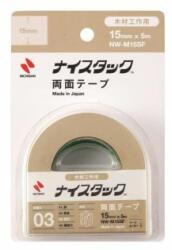 NICHIBAN Bandă dublu adezivă NICHIBAN 15mm x 5m pentru lemn, din material nețesut