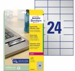 Avery-Zweckform Etichete din poliester foarte rezistente 70x37mm Avery A4 argintii 20 de coli