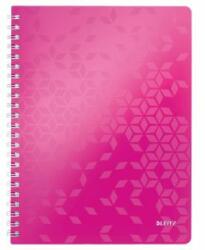 Leitz Caiet spiralat, A4, liniat, 80 de coli, LEITZ „Wow, roz