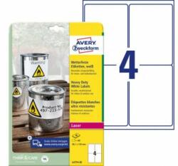 Avery Zweckform Etichete din poliester foarte rezistente 99.1x139mm Avery A4 albe 20 de coli