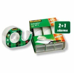 3M Bandă adezivă Scotch Magic, 19 mm x 7, 5 m, cu dozator, 2+1 gratuit