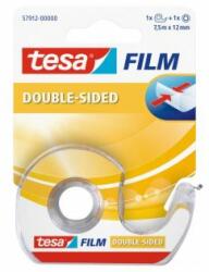 tesa Bandă adezivă, față-verso, cu dozator, 12 mm x 7, 5 m, TESA "Tesafilm", 7m