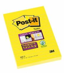 Post-it Bloc post-it Super Sticky, 102x152 mm, galben, linii