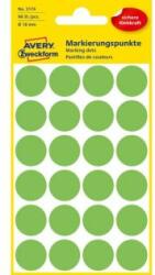 Avery-Zweckform Etichete, rotunde, diametru: 18 mm, AVERY ZWECKFORM, verde neon, 96 etichete/pachet, 4 coli