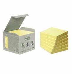 Post-it Blocnotes autoadeziv, 76x76 mm, 6x100 coli, ecologic, 3M POSTIT, galben, 600 coli