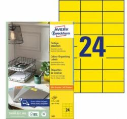 Avery Zweckform Színes címkék 70x37mm Avery A4 100 lap sárga