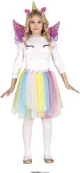 Fiestas Guirca Costum pentru fete - Rainbow Unicorn Mărimea - Copii: S: 101-109 cm Costum bal mascat copii