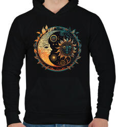 printfashion Nap és Hold - Férfi kapucnis pulóver - Fekete (13203995)