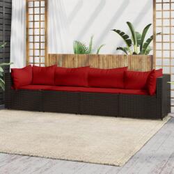 vidaXL Set mobilier de grădină cu perne, 4 piese, maro, poliratan (319816)