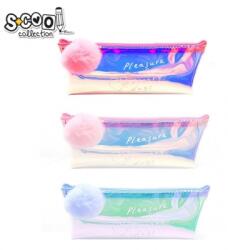 S-Cool Penar borseta cu pompon, efect holografic, diverse culori, S-Cool SC1602