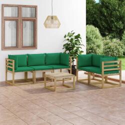 vidaXL Set mobilier de grădină, 6 piese, cu perne verzi (3065095) - comfy