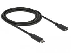  USB 3.1 Type-C(M) / USB Type-C (F) 2m Fekete Delock 85542 hosszabbító