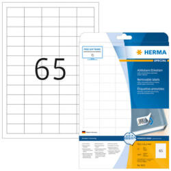 Herma 38, 1*21, 2 mm-es Herma A4 íves etikett címke, fehér színű (25 ív/doboz) (HERMA 4212) - dunasp