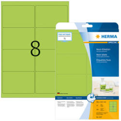 Herma 99, 1*67, 7 mm-es Herma A4 íves etikett címke, neon zöld színű (20 ív/doboz) (HERMA 5147) - dunasp