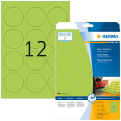Herma 60 mm-es Herma A4 íves etikett címke, neon zöld színű (20 ív/doboz) (HERMA 5155) - dunasp