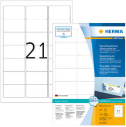 Herma 63, 5*38, 1 mm-es Herma A4 íves etikett címke, fehér színű (100 ív/doboz) (HERMA 10301) - dunasp
