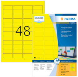 Herma 45, 7*21, 2 mm-es Herma A4 íves etikett címke, sárga színű (100 ív/doboz) (HERMA 4544) - dunasp